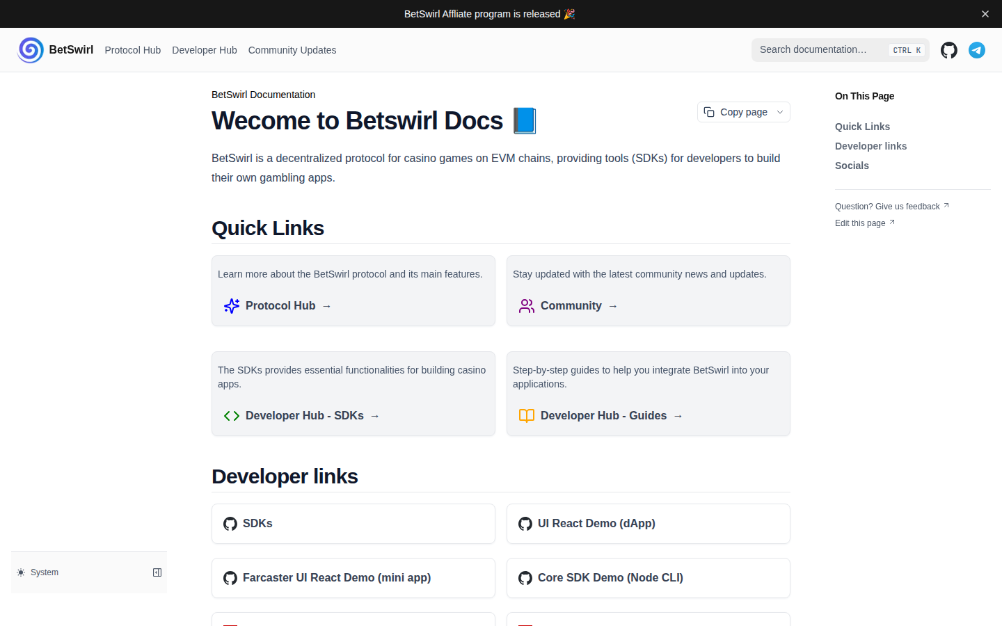 BetSwirl docs — protocol and SDKs