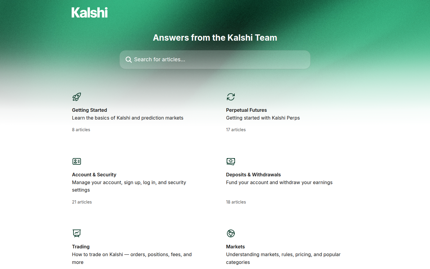 Kalshi Help Center — answers from the Kalshi team