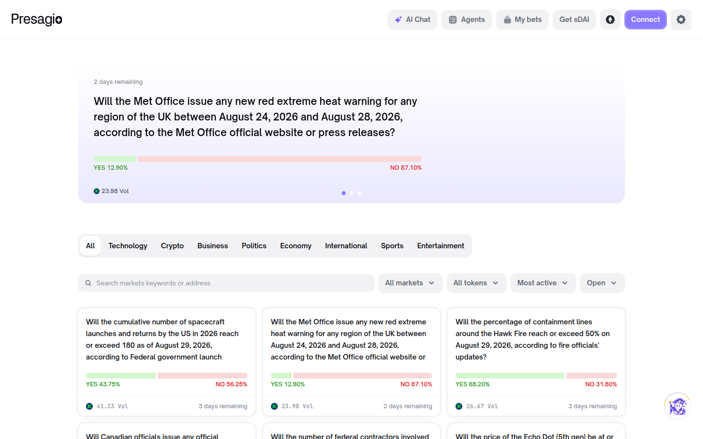 Presagio — Omen-derived prediction interface