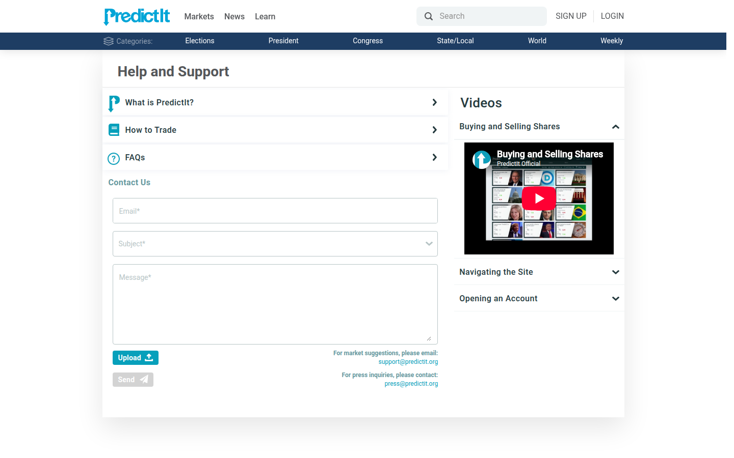 PredictIt Help and Support